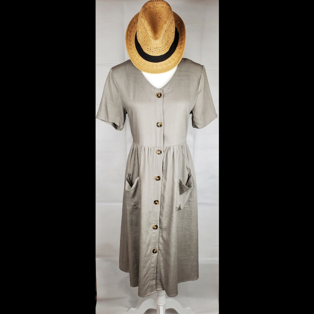 Button Front Pocket Dress